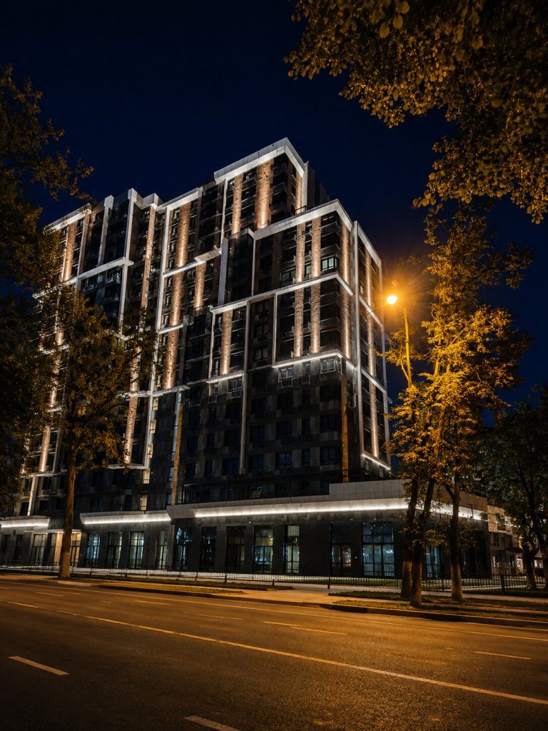UNO.Старокоптевский - архитектурное освещение жилого комплекса в Москве